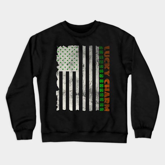 Irish American Flag, St Patrick's Day Crewneck Sweatshirt by hippyhappy